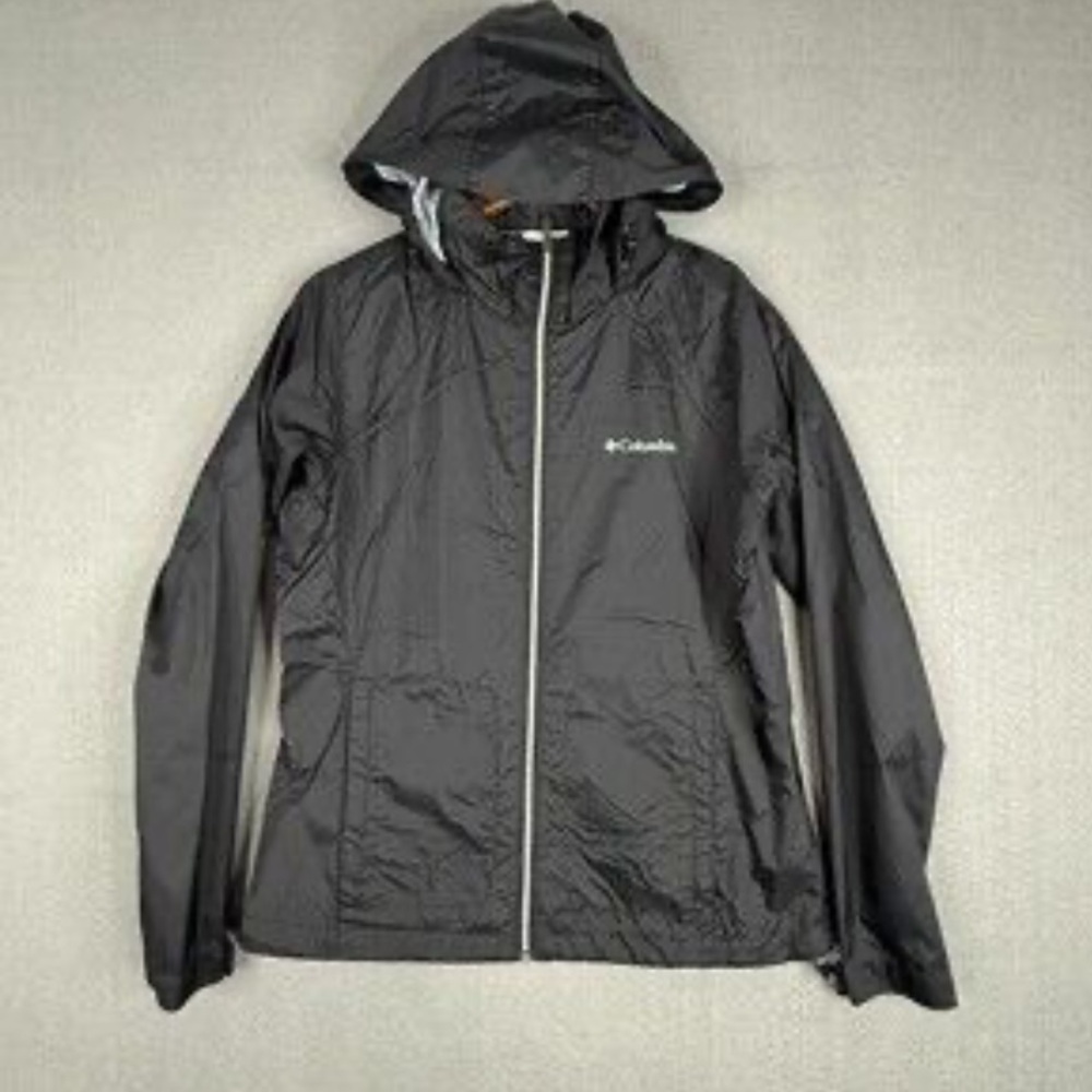 Columbia Men’s Black Hooded Lightweight Rain Coat